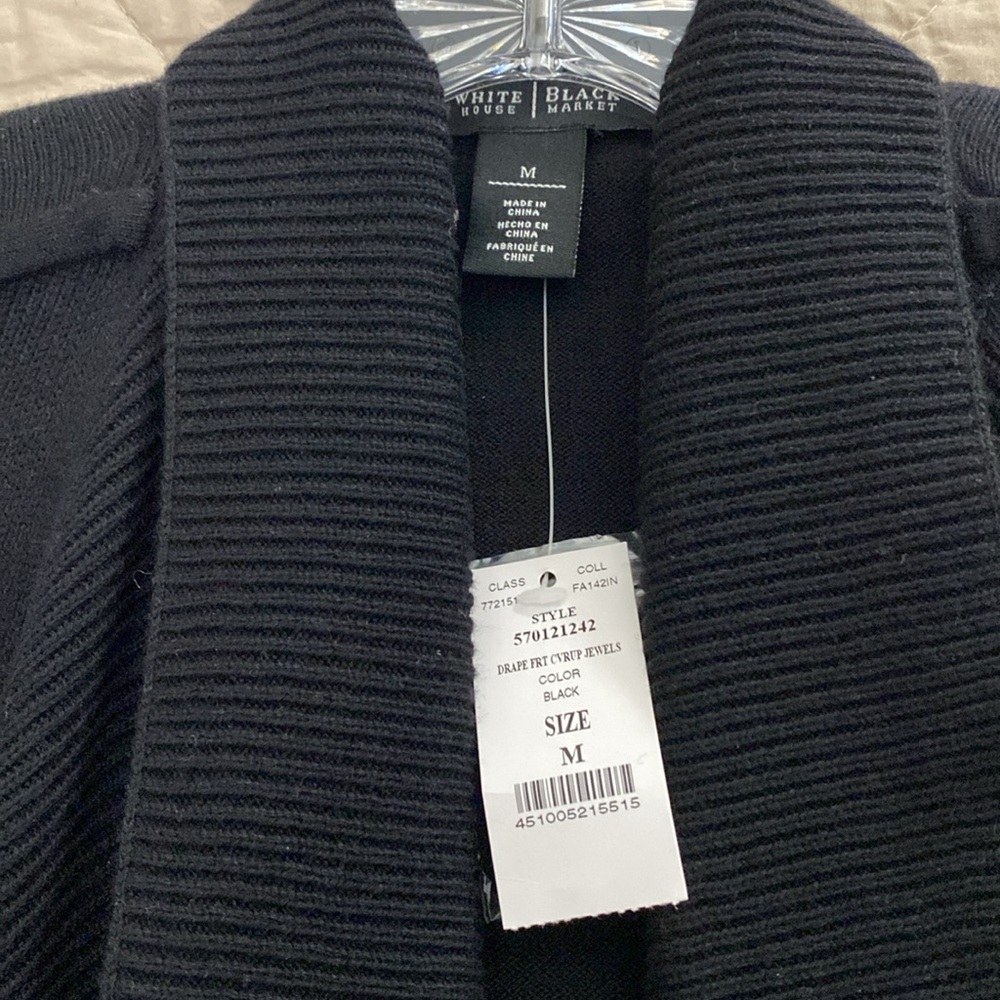 NWT! WHBM CARDIGAN. BLACK. SZ M. CAN BE WORN 2 WAYS. GORGEOUS! - Picture 7 of 8